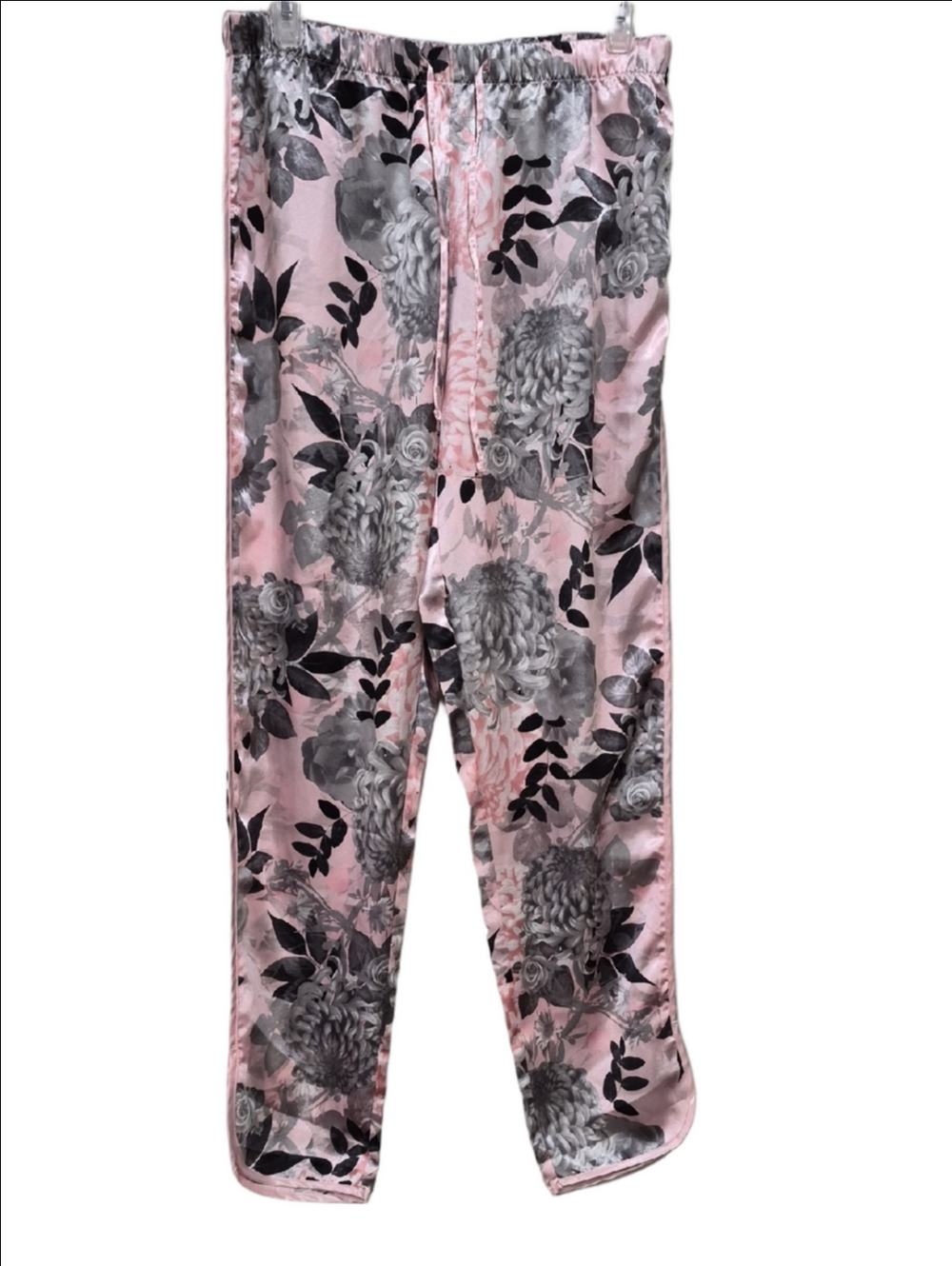 La Vie En Rose Camellia Print Lace Trim Super Soft  Pajama Bottoms.